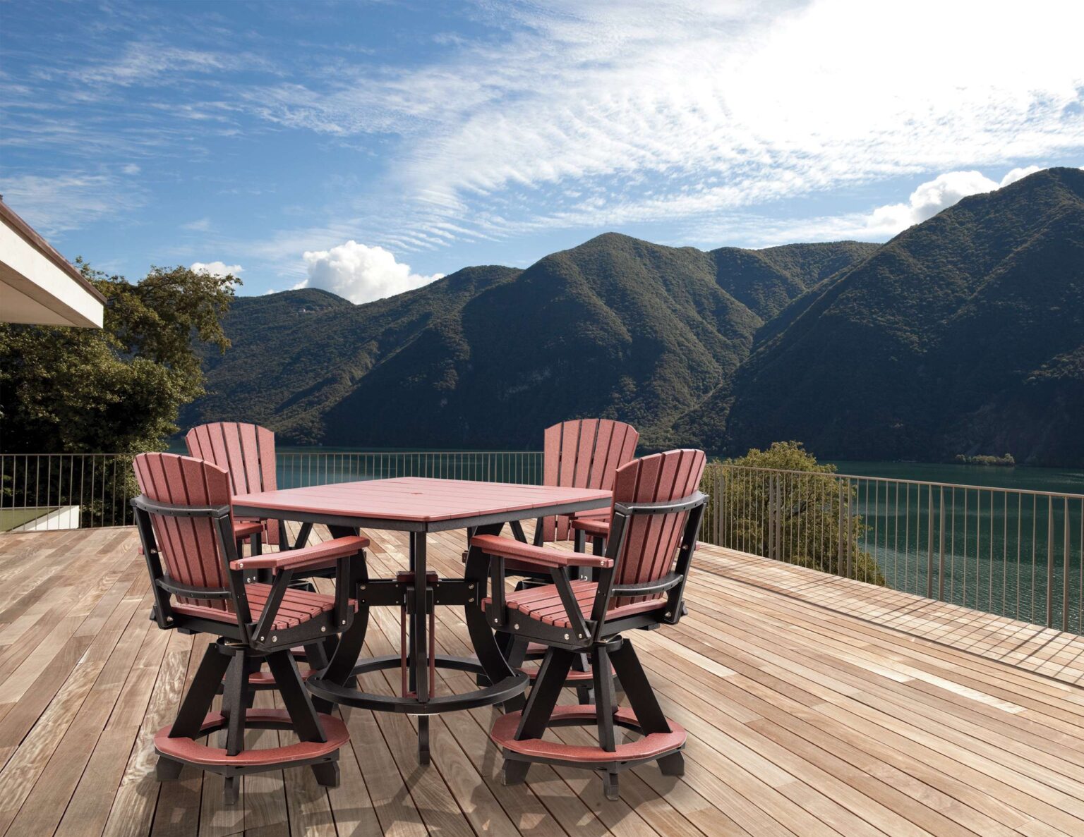02-Grand-Lake-Counter-Height-Table-Set_4-Person-Set-with-Adirondack-Swivel-Chairs_Black-and-Cherry_Lifestyle