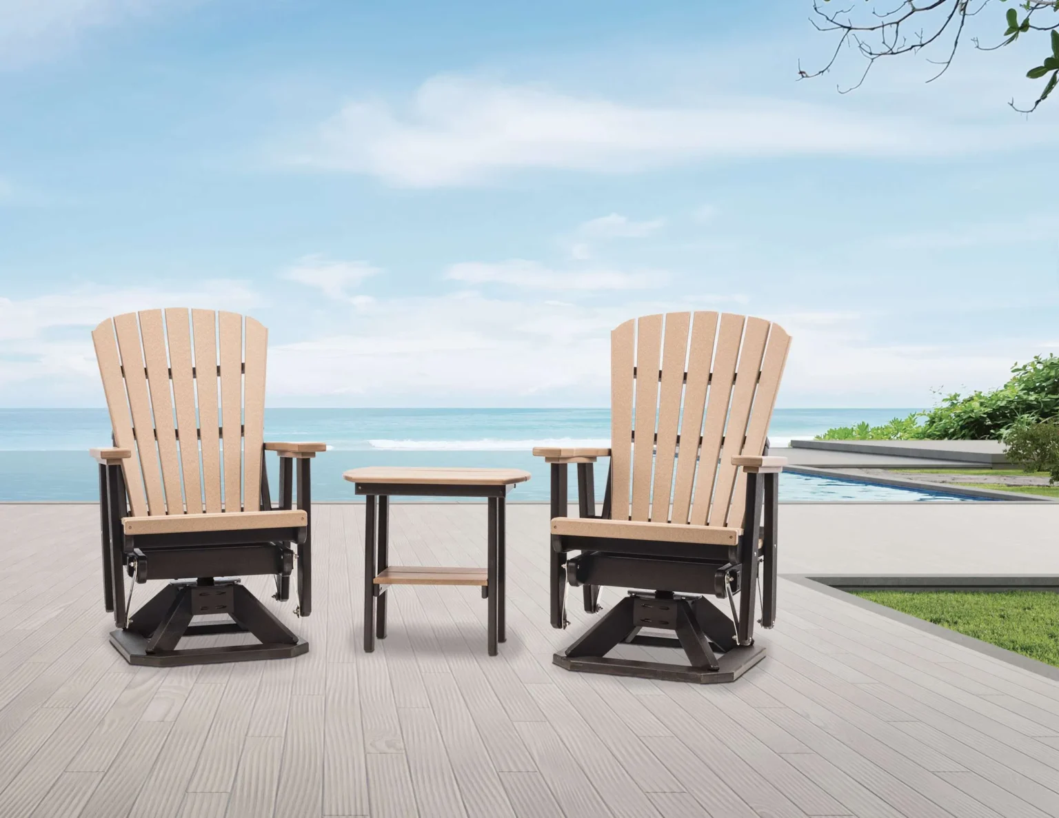 02-Grand-Lake-Swivel-Glider_Black-and-Weathered-Wood_Lifestyle