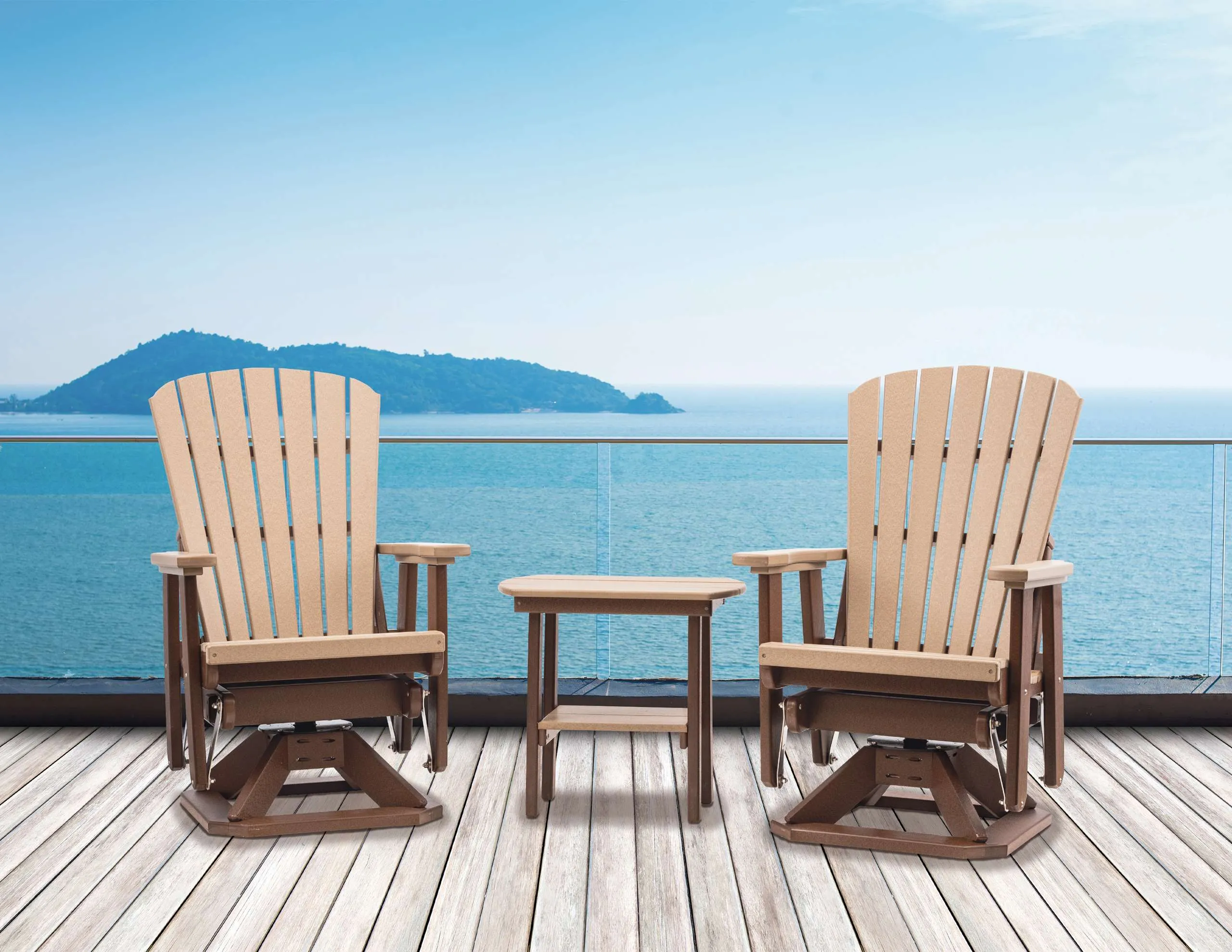 02-Grand-Lake-Swivel-Glider_Tudor-Brown-and-Weathered-Wood_Lifestyle 02-Grand-Lake-Swivel-Glider_Tudor-Brown-and-Weathered-Wood_Lifestyle