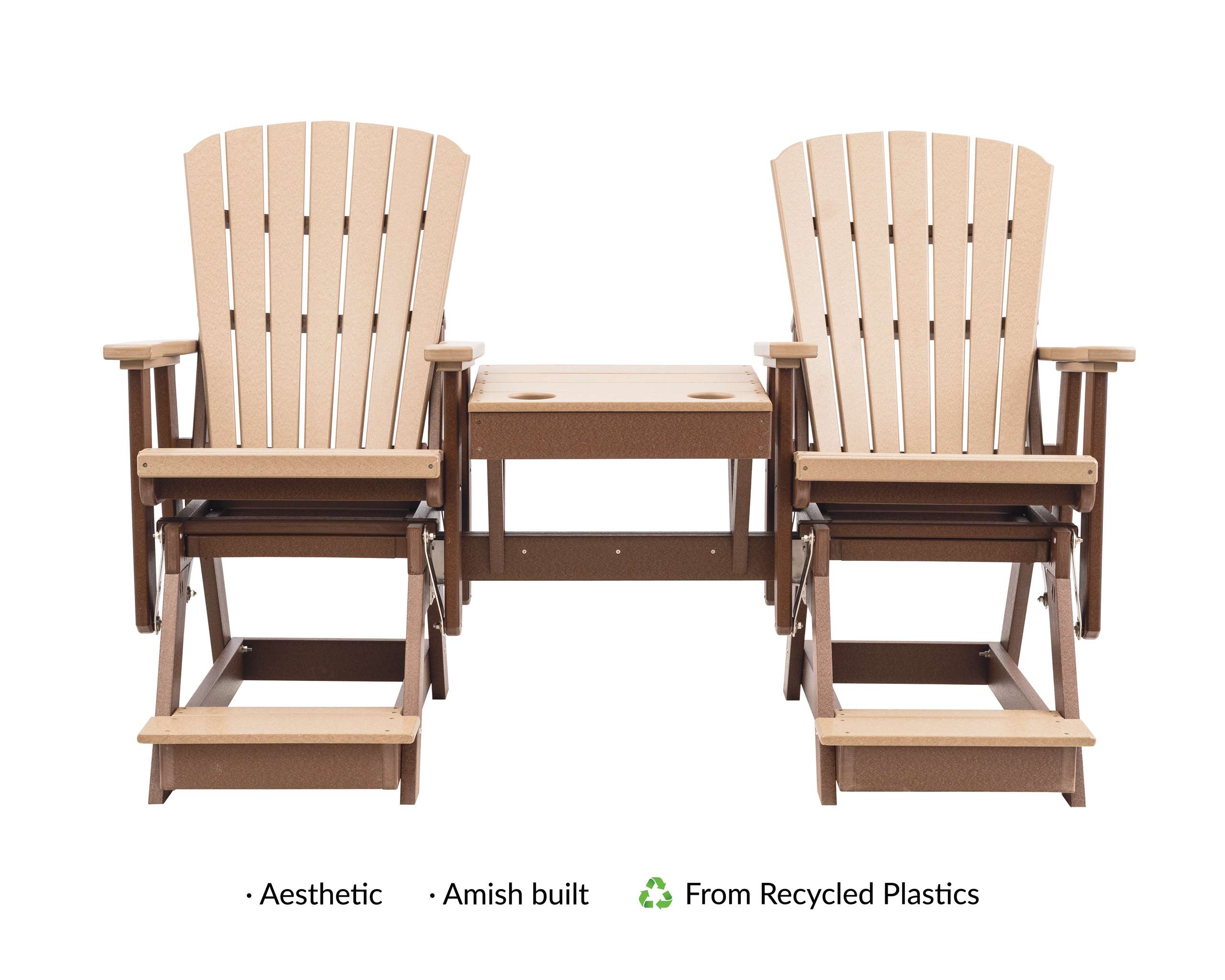 Grand Lake Balcony Glider Center Table - Tudor Brown and Weathered Wood front view Grand Lake Balcony Glider Center Table - Tudor Brown and Weathered Wood front view