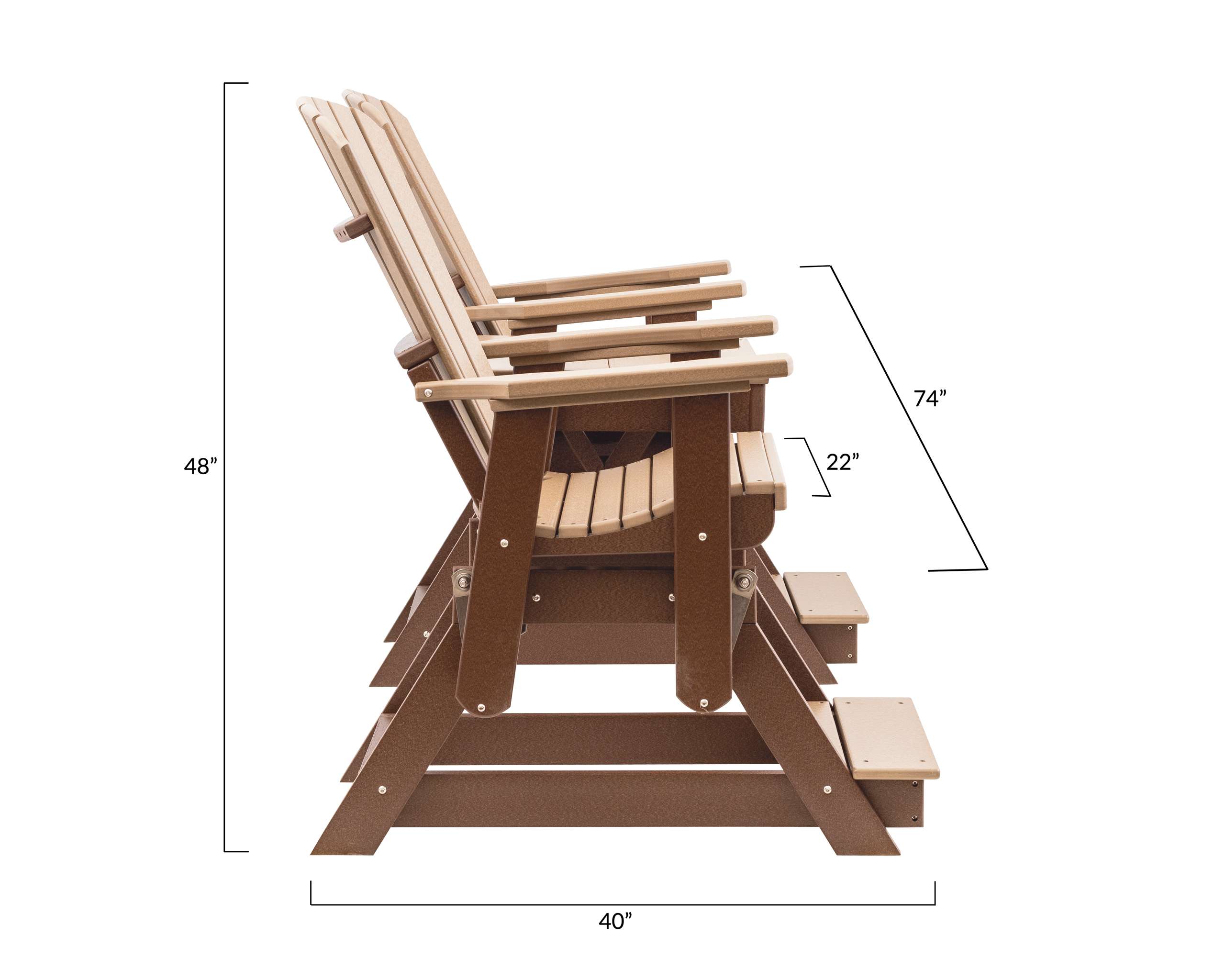 Grand Lake Balcony Glider Center Table - Tudor Brown and Weathered Wood - side view Grand Lake Balcony Glider Center Table - Tudor Brown and Weathered Wood - side view