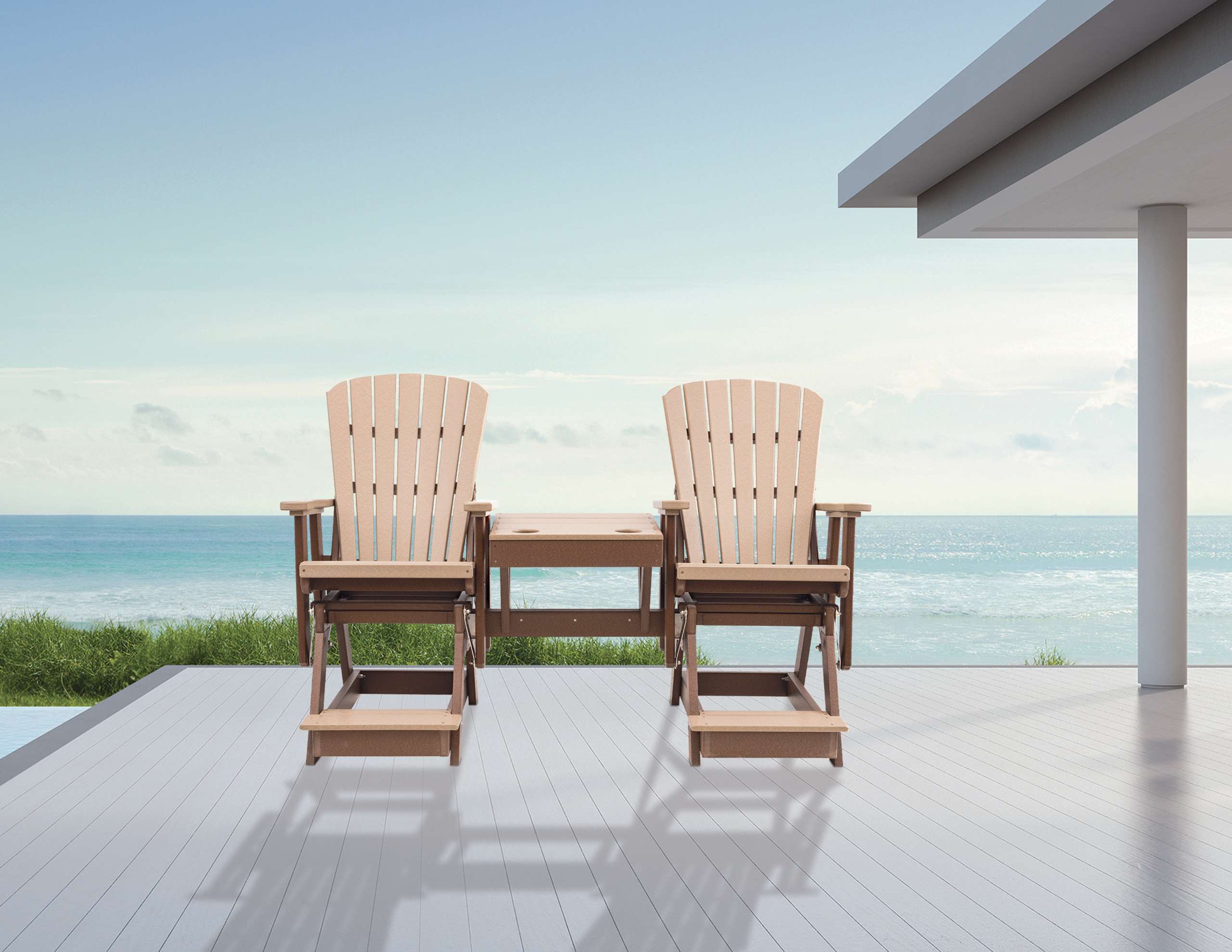 Grand-Lake-Balcony-Glider-Center-Table_Tudor-Brown-and-Weathered-Wood_Lifestyle Grand-Lake-Balcony-Glider-Center-Table_Tudor-Brown-and-Weathered-Wood_Lifestyle