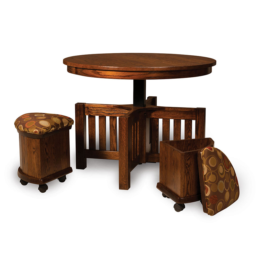 Five Piece Round Table Bench Set With Benches