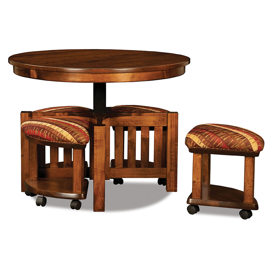 Five Piece Round Table Bench Set With Benches