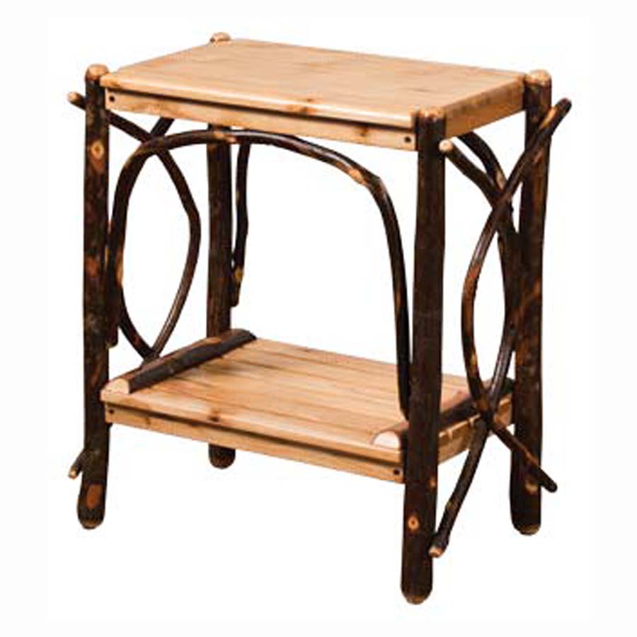 1462-EndTablewithSolidTopandSlattedShelves