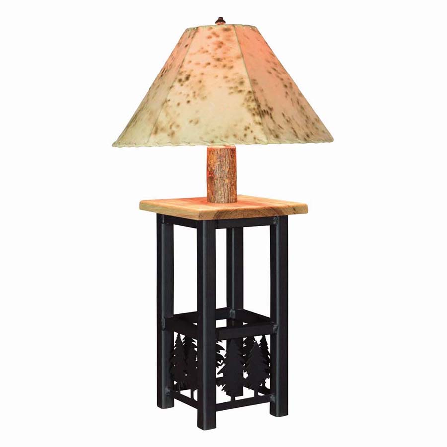 3350-IronwoodLampwithLambskinShade